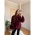 Kuşaklı Kolları Kürklü Bordo Kaban
