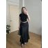 Maxi Boy Siyah Saten Etek