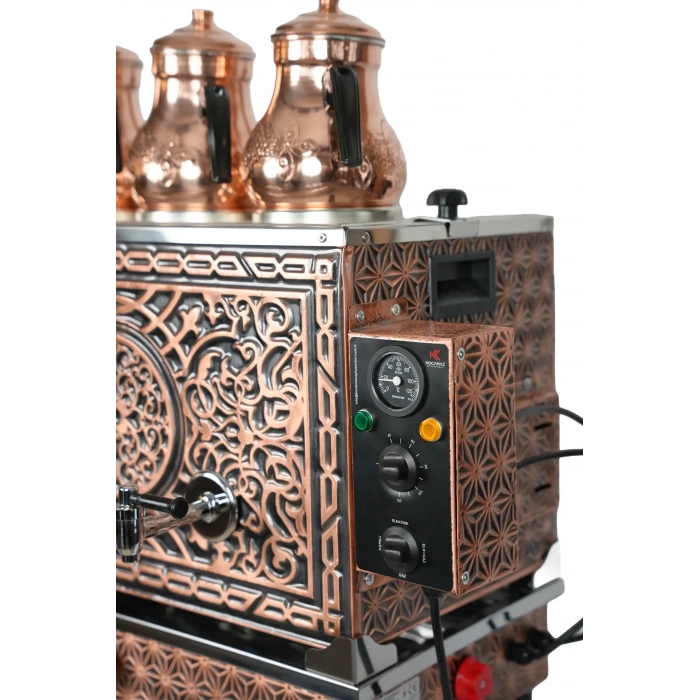 3lü Bakır Doğalgazlı ve Elektrikli Çay Kazanı