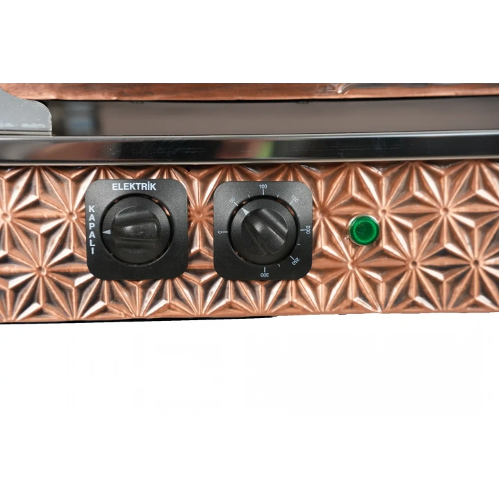 4lü Bakır Elektrikli Pleytli Özel Desen Çay Kazanı