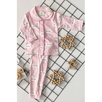 Pamuklu Bulut Desenli Kız Erkek Bebek Pijama Takım