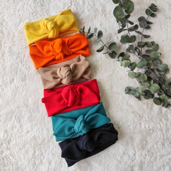 6lı Kombin El Yapımı Ribana Kız Bebek Tavşan Kulak Bandana