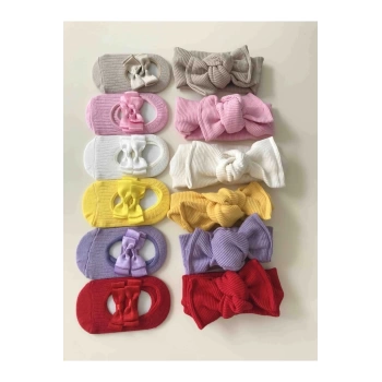 Kız Çocuk Bebek Bandana Ve Babet Çorap Seti