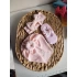 Kız Bebek Bandana, Bone ve Babet Çorap 3lü Set - Pembe