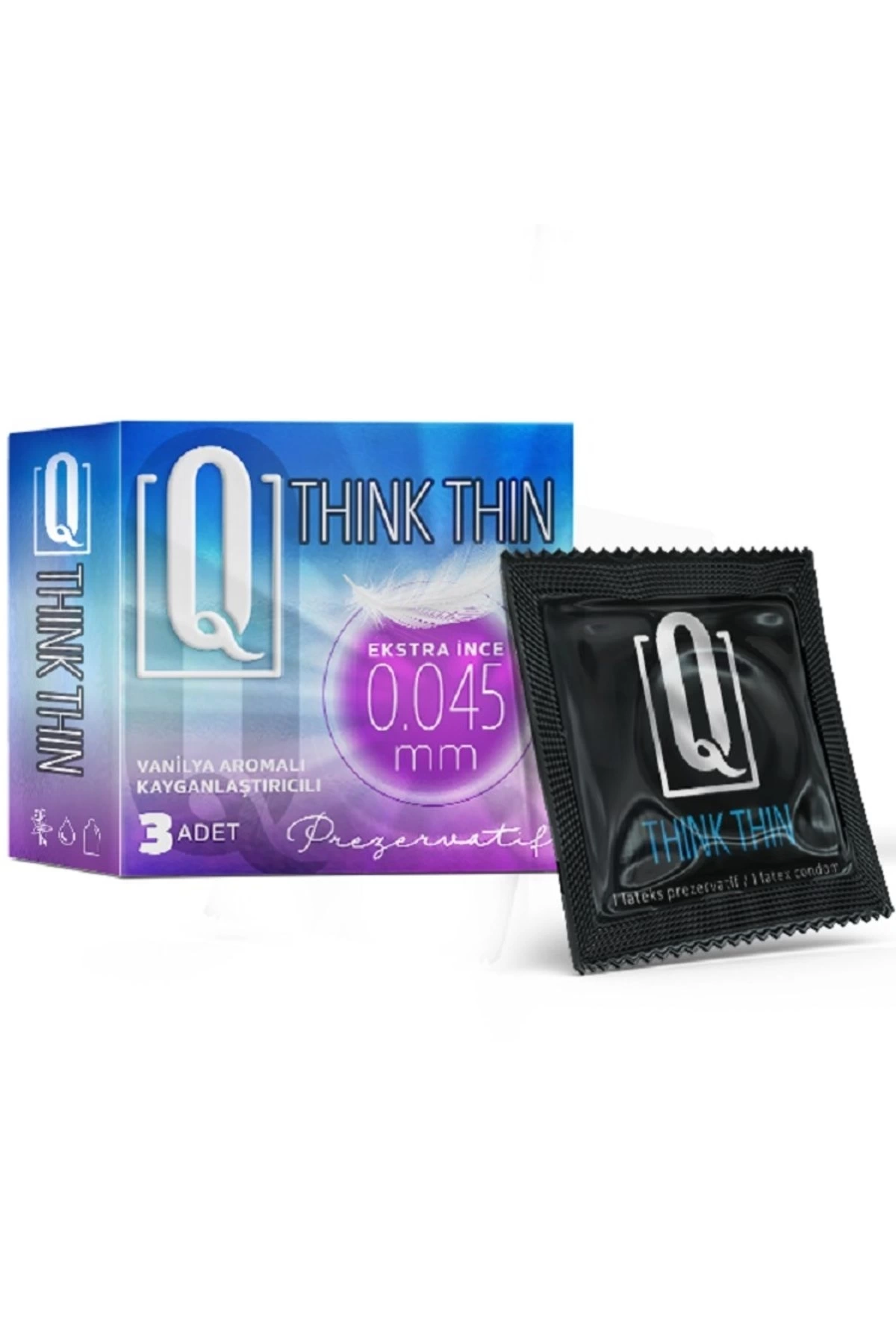 Q Think Thin 3lü Ekstra İnce Vanilya Aromalı Prezervatif