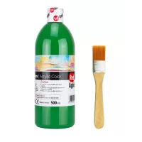 Yeşil Akrilik Boya 500 Gram Zemin Fırça Ahşap Boyama Seti Akrilik Set