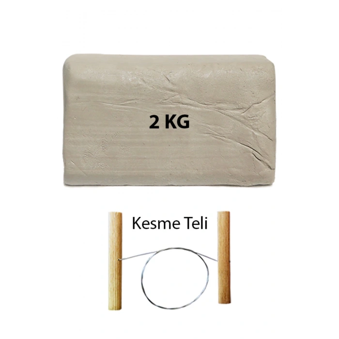 Beyaz Seramik Hamuru 2 kg Seramik Çamuru Çamur Kesme Teli Seramik Kili Şekillendirme Seti
