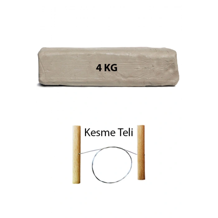 Beyaz Seramik Hamuru 4 kg Seramik Çamuru Çamur Kesme Teli Seramik Kili Şekillendirme Seti