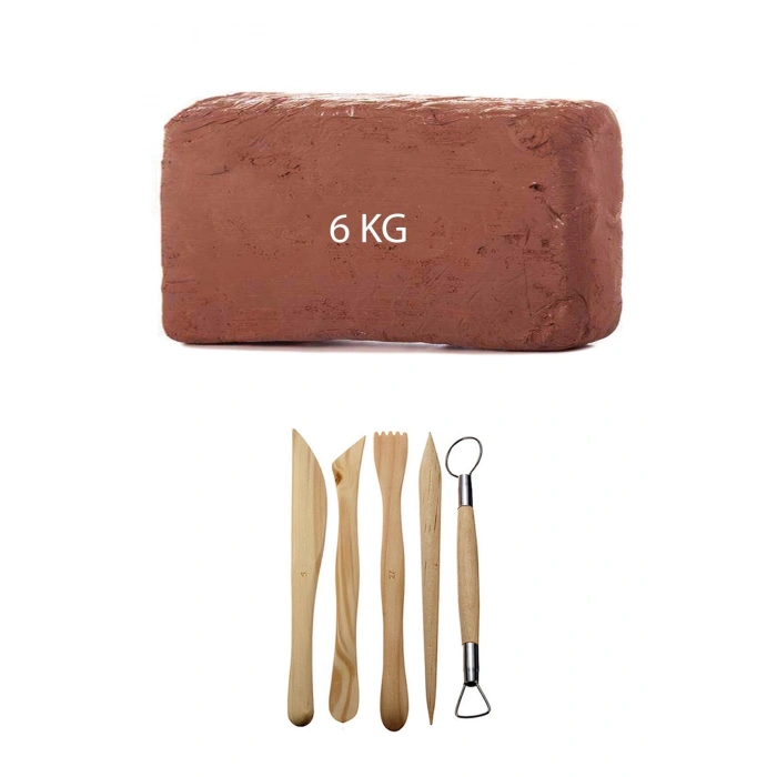 Kahve Çamur Kırmızı Kil Seramik Hamuru 6 kg Ebeşuar Seti Seramik Şekillendirme Seti