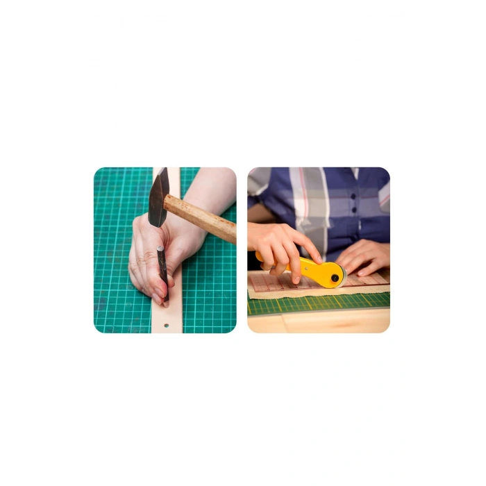Çift Taraflı Kesim Altlığı A4 Kesim Matı Kretuar Bıçağı 5 Yedek Çelik Cetvel 30 cm A4 Kesim Seti