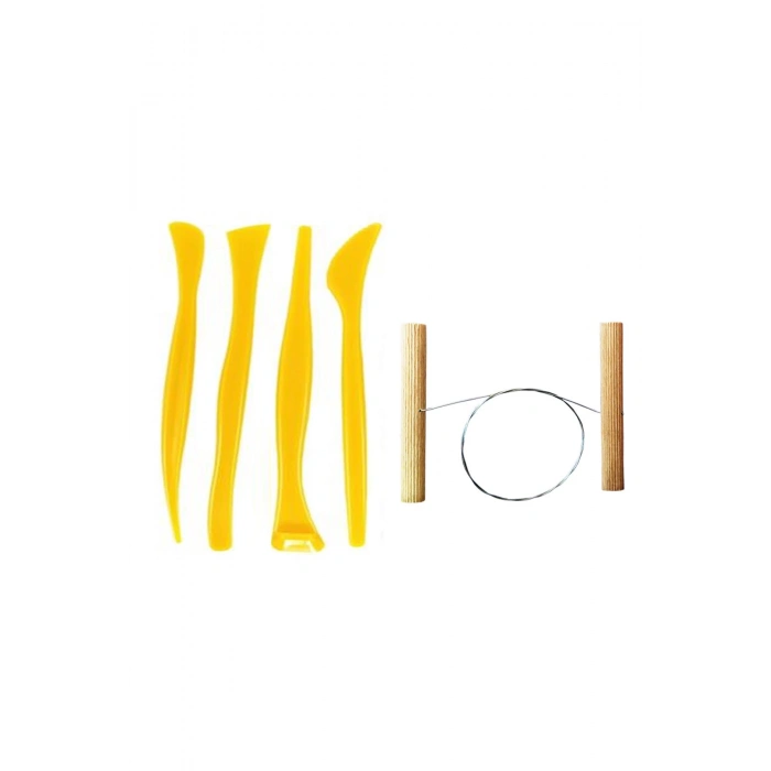 Plastik Ebeşuar Seti 4lü Kil Şekillendirme Seti Seramik Seti Çamur Kesme Teli Çelik Tel