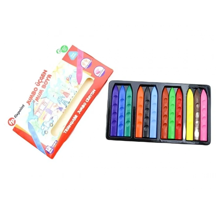 Jumbo Üçgen Mum Boya 12 Renk (P-2138)