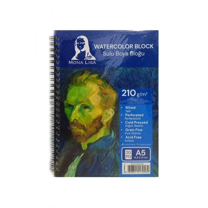 Mona Lisa A5 Sulu Boya Defteri 210 gr Telli Çizim Defter