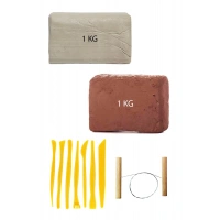 Kahve Çamur 1 Kg Kırmızı Kil Seramik Hamuru Beyaz Kil 1 Kg Plastik Ebeşuar Seti Çamur Kesme Teli