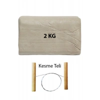 Beyaz Seramik Hamuru 2 kg Seramik Çamuru Çamur Kesme Teli Seramik Kili Şekillendirme Seti