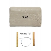 Beyaz Seramik Hamuru 3 kg Seramik Çamuru Çamur Kesme Teli Seramik Kili Şekillendirme Seti