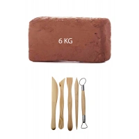 Kahve Çamur Kırmızı Kil Seramik Hamuru 6 kg Ebeşuar Seti Seramik Şekillendirme Seti