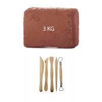 Kahve Çamur Kırmızı Kil Seramik Hamuru 3 kg Ebeşuar Seti Seramik Şekillendirme Seti