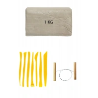 Beyaz Seramik Hamuru 1 kg Plastik Ebeşuar Seti Kil Seti Seramik Çamuru Çamur Kesme Teli Seramik Kili