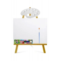 Ekonomik Mini Şövale 25x35 Cm Tuval 6x15 ml Parmak Boyası Seti Çocuklar Için Boyama Seti