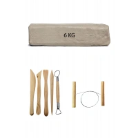 Beyaz Seramik Hamuru 6 kg Ebeşuar Seti Kil Seti Seramik Çamuru Seti Çamur Kesme Teli