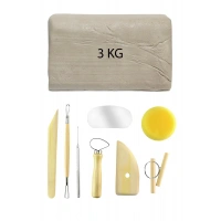 Beyaz Seramik Hamuru 3 kg Seramik Başlangıç Seti 8 Parça