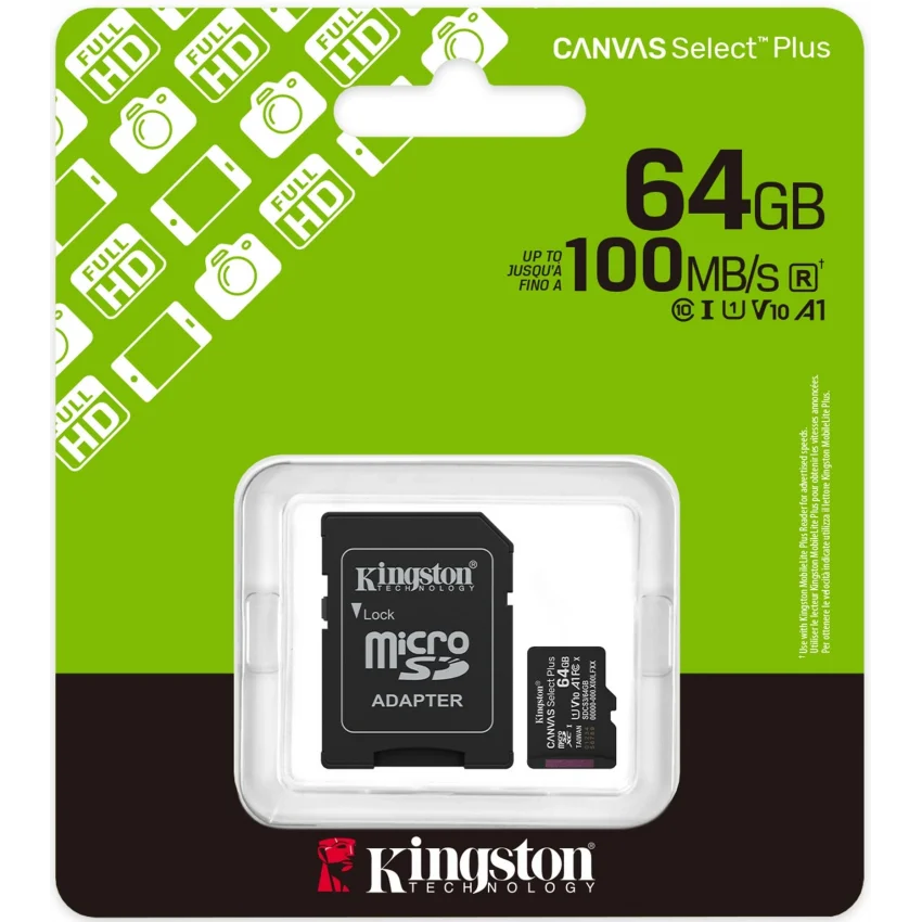 Kingston Canvas Select Plus 64GB Micro SD Hafıza Kartı | SDCS3/64GB