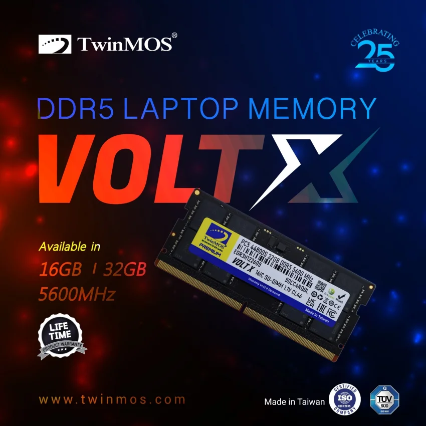 TwinMOS VOLTX 16GB DDR5 5600MHz Laptop Ram | TMD516GB5600S46
