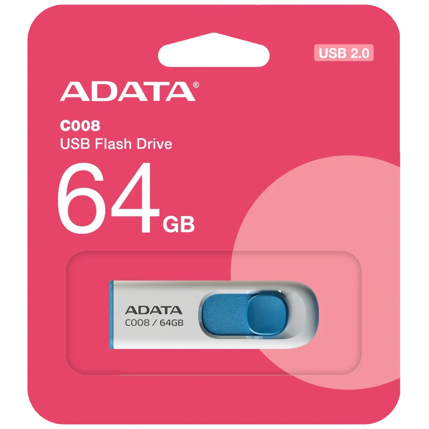 ADATA C008 64GB Beyaz Mavi USB 2.0 Flash Bellek | C008-64GB