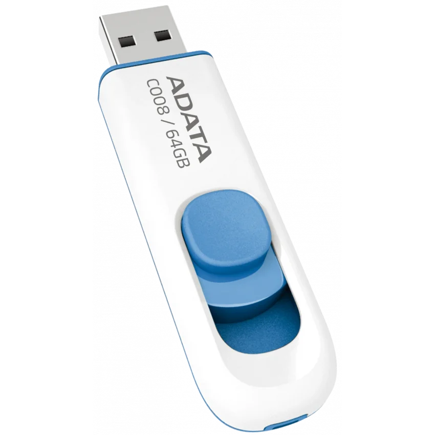 ADATA C008 64GB Beyaz Mavi USB 2.0 Flash Bellek | C008-64GB