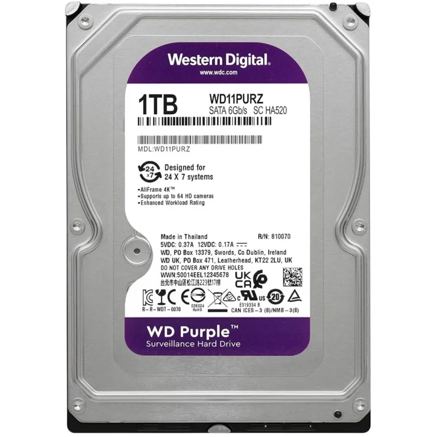 WD Purple 1TB 3.5 Güvenlik Harddiski | WD11PURZ