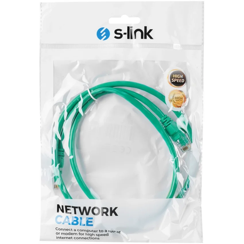 S-link SL-CAT601GR 1m Yeşil Cat6 UTP Ethernet Kablosu