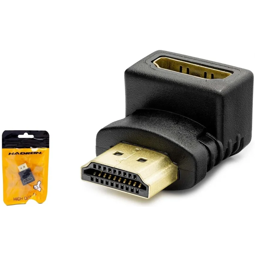 Hadron Hdmi Erkek-Dişi 90 Derece Açılı Adaptör L Tipi - HDX1258
