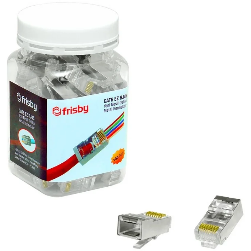 Frisby RJ45 EZ Yeni Nesil Delikli Metal Konnektör 100’lü - FNW-RJ4532N