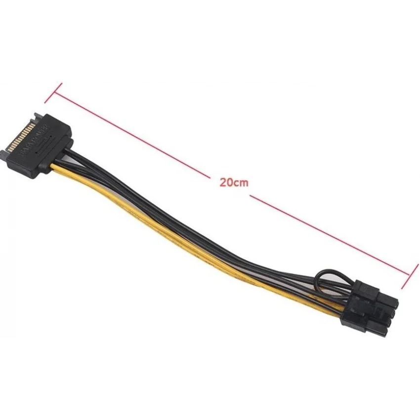 Alfais 5062 Sata To 6+2 Pin 8 Pin Ekran Kartı Power Çevirici Kablo Bakır 20 cm