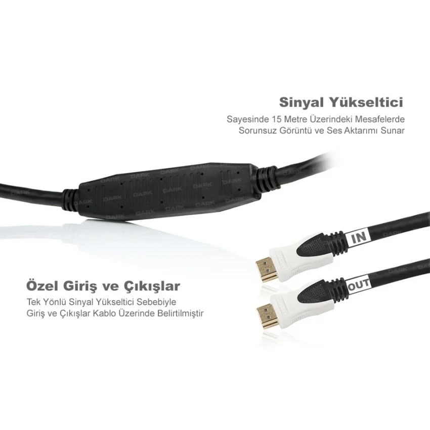 Dark 30m Aktif v1.4 HDMI Kablo | Sinyal Güçlendiricili DK-HD-CV14L3000A