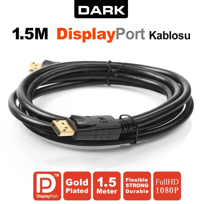 Dark DisplayPort Kablo 1.5m Altın Uçlu DK-CB-DPL150