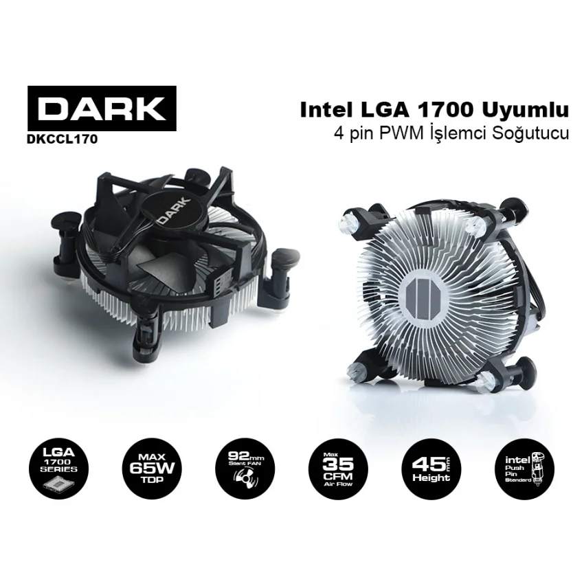 Dark Intel LGA 1700 Uyumlu PWM İşlemci Soğutucu DKCCL170