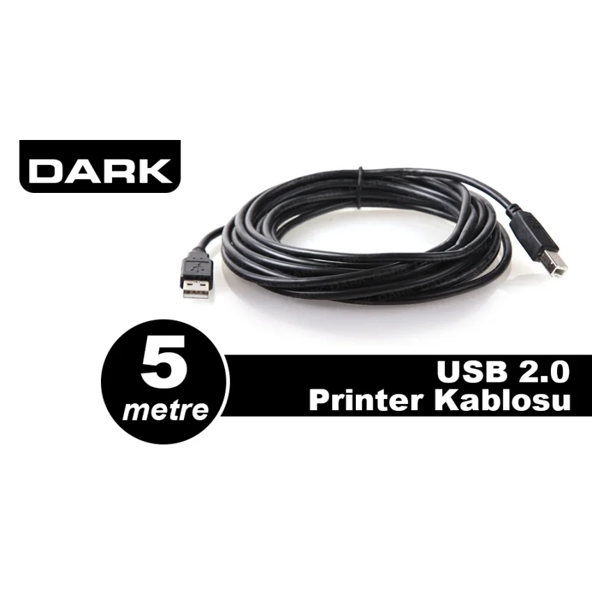 Dark 5m USB 2.0 Yazıcı (Printer) Kablosu DK-CB-USB2PRNL500