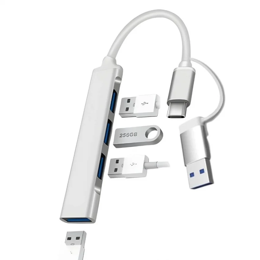 Alfais 6033 Usb 3.0 Type C Hub 4 Port Çoklayıcı Çoğaltıcı Çevirici Dönüştürücü Adaptör