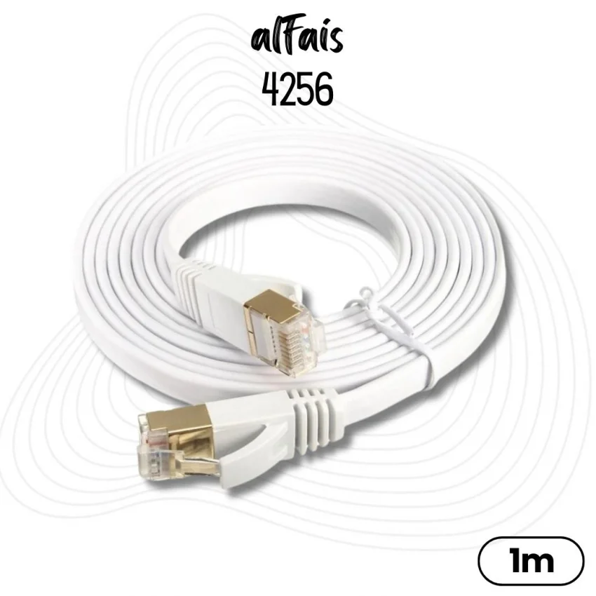 Alfais 4256 Cat7 Ethernet Rj45 Internet Kablosu 1 Metre Yassı 10gbps 600mhz