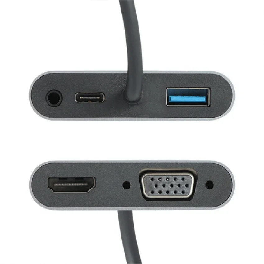 Vcom Type-C Hub 5-in-1 HDMI VGA USB 3.0 100W PD Çevirici Adaptör | CU4511