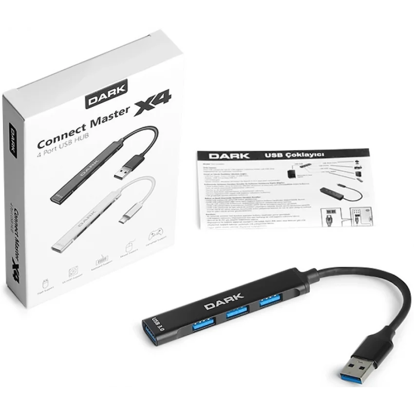 Dark Connect Master X4 4 Port Alüminyum USB HUB | DK-AC-USB310