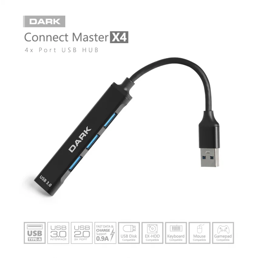 Dark Connect Master X4 4 Port Alüminyum USB HUB | DK-AC-USB310