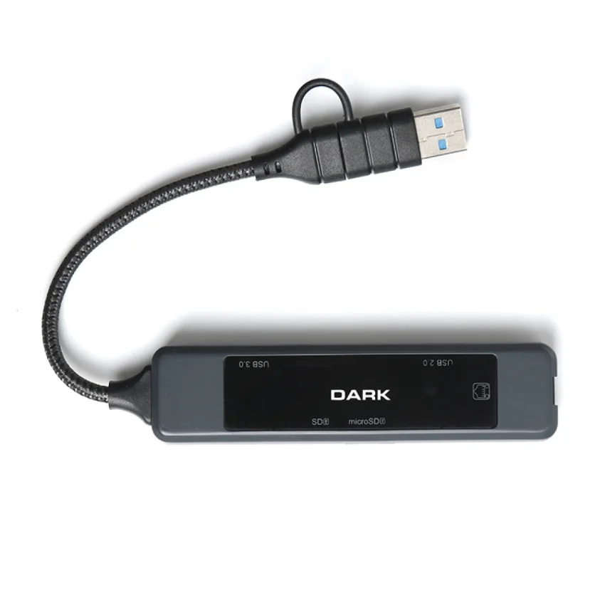 Dark USB-C & USB-A 5 Port Multi HUB Ethernet ve Kart Okuyucu | DK-AC-USB350L