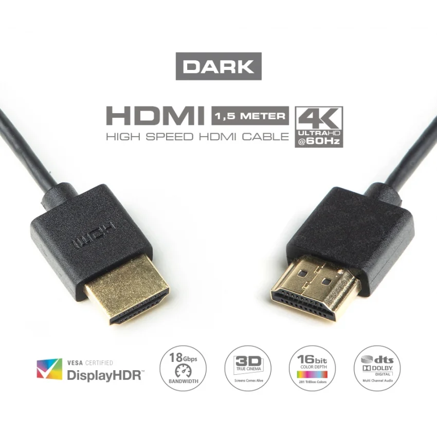 Dark Slim HDMI 2.0 Kablo 1.5m 4K 60Hz | DK-HD-CV20L150S