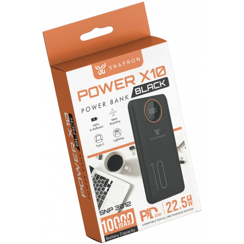 Snapron 10000 mAh 22.5W Dahili Kablolu Powerbank | SNP-3012