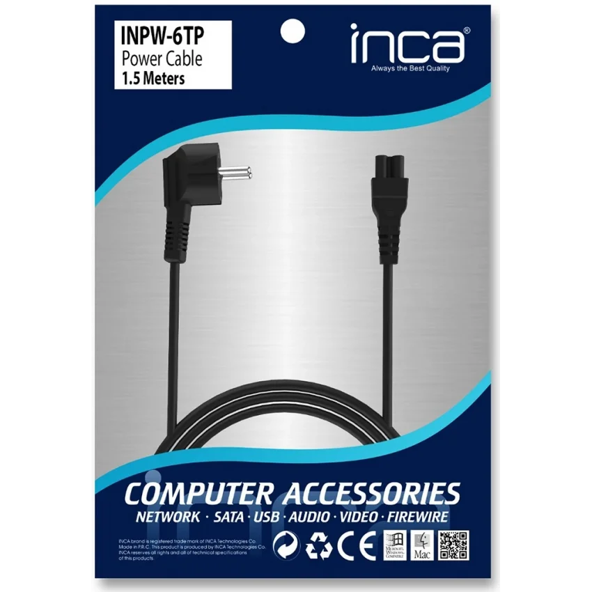 Inca Yonca Tipi Notebook Güç Kablosu 1.5 Metre | INPW-6TP