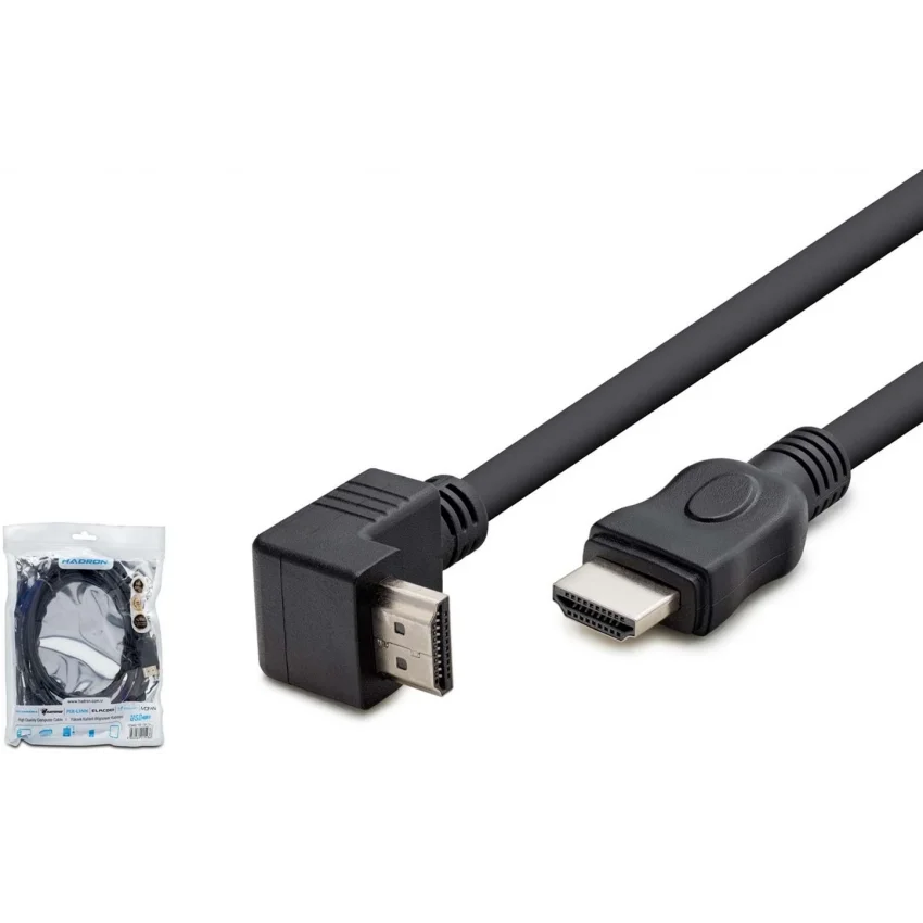 Hadron HDMI Kablo 1.5 Metre L Tip 90 Derece Altın Uçlu | HDX2016