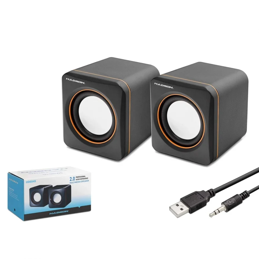 Hadron Masaüstü Hoparlör 1+1 USB 3.5mm Siyah | HD6049